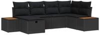 vidaXL Loungesofa Gartensofa-set mit Kissen mit Speicher Schwarz Poly-Rattan
