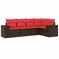 vidaXL Sofaelement 5-teiliges Gartensofa-Set mit Kissen, braun, Polyrattan (1...