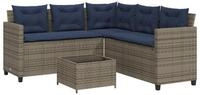 vidaXL Gartenlounge-Set Gartensofa mit Tisch und Kissen L-f&ouml;rmig Grau...