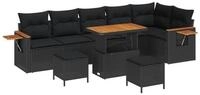 vidaXL Gartenlounge-Set Gartensofa-set 9 pcs Schwarz Poly-Rattan, (9-tlg)