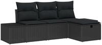 vidaXL Loungesofa Sofa Set mit Kissen 4 pcs Poly-Rattan, 4 Teile