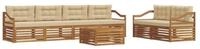 vidaXL Gartenlounge-Set Outdoor-Sofagarnitur mit Kissen 7 pcs Natur und Beige,