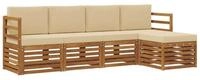 vidaXL Gartenlounge-Set Outdoor-Sofagarnitur mit Kissen 5 pcs Natur und Beige,