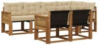 vidaXL Gartenlounge-Set Outdoor-Sofagarnitur mit Kissen 7 pcs Natur und Beige,
