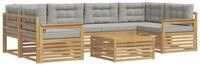 vidaXL Gartenlounge-Set Outdoor-Sofagarnitur 7 pcs Wei&szlig; und Hellgrau Polyester,