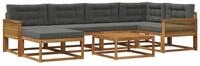vidaXL Gartenlounge-Set Outdoor-Sofagarnitur mit Kissen 7 pcs Natur und...