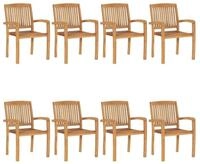 vidaXL Gartenstuhl, Stapelbare Gartenst&uuml;hle mit Kissen 8 Stk. Massivholz Teak
