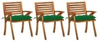 vidaXL Gartenstuhl Garten-Essst&uuml;hle mit Kissen 3 Stk. Massivholz (3 St)