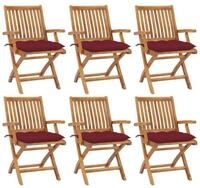 vidaXL Gartenstuhl Klappbare Gartenst&uuml;hle mit Kissen 6 Stk. Massivholz (6 St)