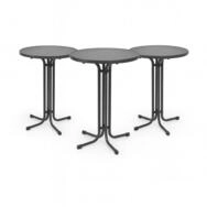 Beautissu Stehtisch Outdoor Stehtisch Bellini, klappbar, 3er Set, &Oslash;70cm, Grau,