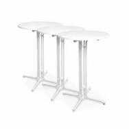 Beautissu Stehtisch Outdoor Stehtisch Bellini, klappbar, 3er Set, &Oslash;80cm, Wei&szlig;,