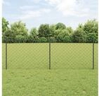 vidaXL Gartenzaun Au&szlig;enkettenzaun mit Pfosten 25 x 0,8 m Feuerverzinkter Stahl,