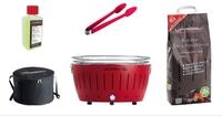 LotusGrill Holzkohlegrill LotusGrill XL Set Feuerrot m. USB Kohle 2,5kg Paste...