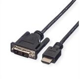 ROLINE Kabel DVI (18+1) ST - HDMI ST Audio- & Video-Kabel, DVI-D 18+1,...