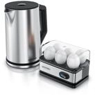 Arendo Fr&uuml;hst&uuml;cks-Set (2-tlg), Edelstahl Wasserkocher 1,5l, 6er Eierkocher,...