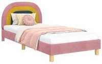 vidaXL Bett Kinderbettgestell mit Kopfteil Rosa 90 x 190 cm Samt (1-tlg)