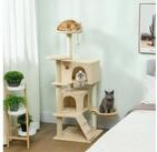 PawHut Kratzbaum 140 cm Katzenturm mit H&auml;ngematte, Leiter, H&ouml;hle, 2...