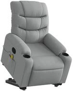 vidaXL Sessel Massagesessel mit Aufstehhilfe Hellgrau Stoff (1-St)