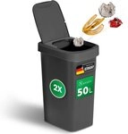 Novaliv M&uuml;lleimer 31048-2x, Novaliv 2 St&uuml;ck M&uuml;lleimer 50L mit 2in1 Deckel,
