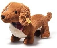 Steiff Kuscheltier Dackel Waldi stehend 30 cm braun mit Halstuch Pl&uuml;schhund