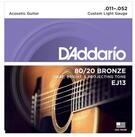 Daddario Saiten, EJ13 11-52 80/20 Bronze Custom Light - Westerngitarrensaiten