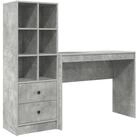 vidaXL Schreibtisch Schreibtisch mit Schubladen mit Regal 2 pcs Beton Grau...