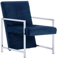 vidaXL Sessel Sessel mit verchromten F&uuml;&szlig;en Blau Samt (1-St)