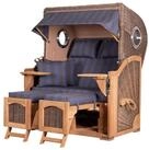 bene living Strandkorb Ammersee 2-Sitzer Teak - PE grau - Modell 582, BxTxH: