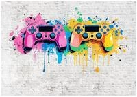 Wallarena Fototapete Gaming Graffiti - Mehrfarbig - Jugendliche - Vlies -