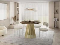 WFL GROUP Esstisch Naro Gold ausziehbar rund modern mit goldenen Metallbeinen...