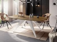 WFL GROUP Esstisch Fatina ausziehbarer rechteckig loft mit wei&szlig;en Metallbeinen...