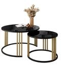 Lookway Couchtisch LORI 2in1 MIX GLASS mit schwarz-goldenem Gestell (2er Set),