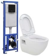 vidaXL Tiefsp&uuml;l-WC H&auml;nge-Toilette mit Unterputzsp&uuml;lkasten Keramik