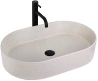 wohnwerk.idee Aufsatzwaschbecken sandfarben, Waschbecken oval aus Keramik im...