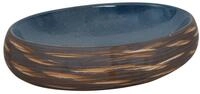 vidaXL Aufsatzwaschbecken, Waschbecken Braun und Blau Oval 59x40x15 cm Keramik