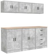 vidaXL Werkzeugschrank Garagenschr&auml;nke 6 Stk. Betongrau Holzwerkstoff (1-St)