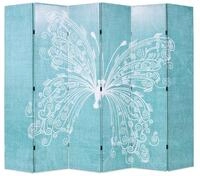 vidaXL Raumteiler Raumteiler klappbar 228 x 170 cm Schmetterling Blau, 1-tlg.