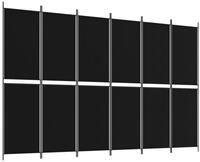 vidaXL Paravent, 6-tlg. Raumteiler Schwarz 300x200 cm Stoff