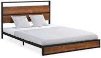 Homestyle4u Metallbett 140x200 Holz Doppelbett mit Kopfteil Schwarz Kiefer...