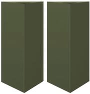 vidaXL Blumentopf Pflanzk&uuml;bel 2 Stk. Olivgr&uuml;n Dreieckig 40x34,5x75 cm Stahl...