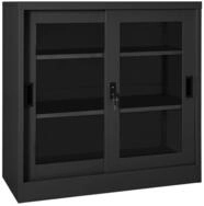 vidaXL Mehrzweckschrank Schrank mit Schiebet&uuml;r Anthrazit 90x40x90 cm Stahl