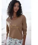 LASCANA Pyjamaoberteil mit Folienprint braun 40/42