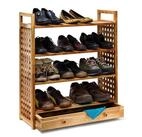 relaxdays Schuhregal Walnuss mit Schublade