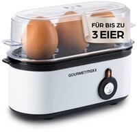 GOURMETmaxx Eierkocher f&uuml;r 3 Eier 210W wei&szlig;, 210 W, mit Messbecher & Eierstecher -