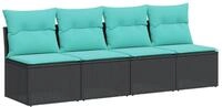 vidaXL Loungesofa Gartensofa mit Kissen 4-Sitzer Schwarz Poly Rattan, 1 Teile