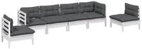 vidaXL Gartenlounge-Set 6-tlg. Garten-Lounge-Set mit Kissen Kiefer Massivholz,