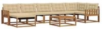 vidaXL Gartenlounge-Set Outdoor-Sofagarnitur 22 pcs Natur und Beige Massivholz,