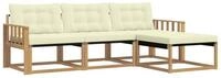 vidaXL Gartenlounge-Set Outdoor-Sofagarnitur mit Kissen 4 pcs Wei&szlig; und Creme,