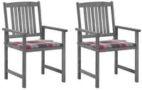 vidaXL Gartenstuhl Gartenst&uuml;hle mit Kissen 2 Stk. Grau Massivholz (2 St)