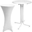 Beautissu Stehtisch Outdoor Stehtisch Sylt, klappbar, &Oslash;70cm, Wei&szlig;, mit Husse,